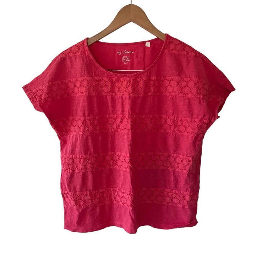 Ladies top “by Chico” fun pink summer top